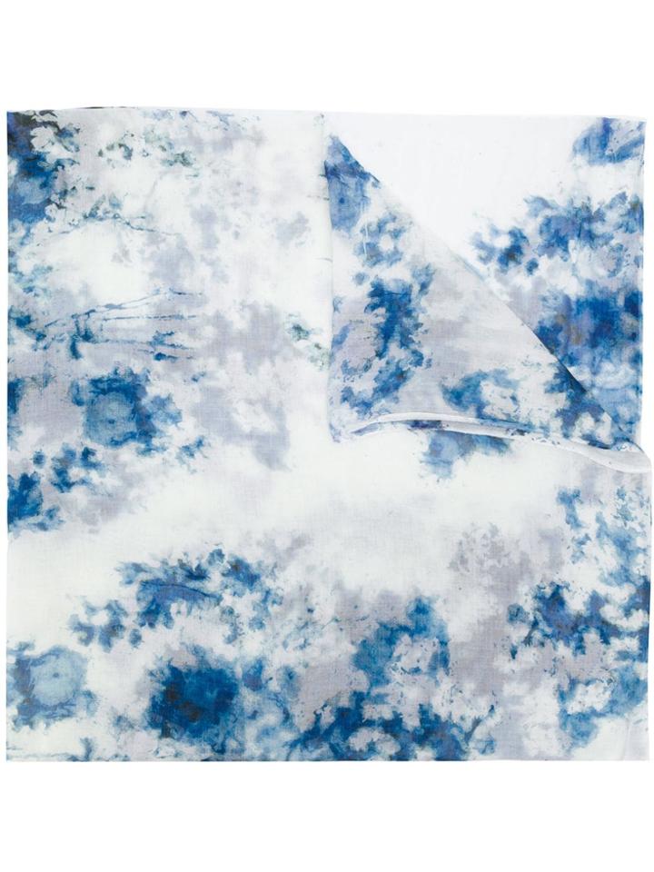 Avant Toi Tie Dye Print Scarf - Blue