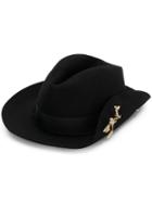 Borsalino Leaf Appliqué Hat - Black