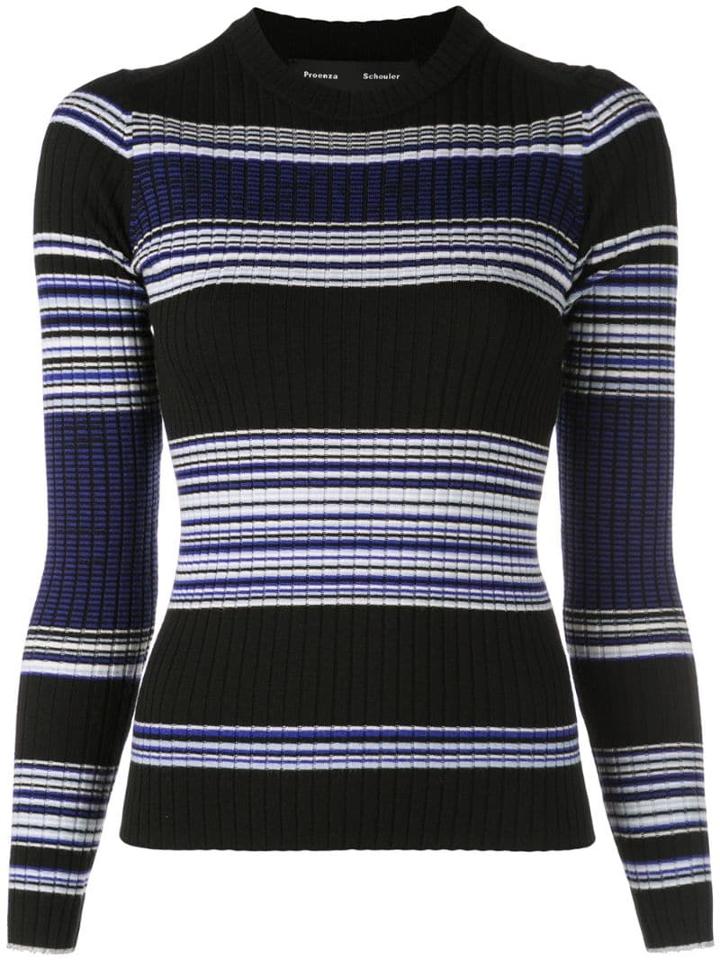 Proenza Schouler Striped Rib Crewneck Top - Black