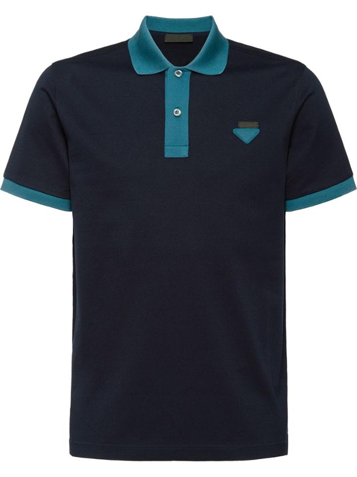 Prada Two-tone Piqué Polo Shirt - Blue