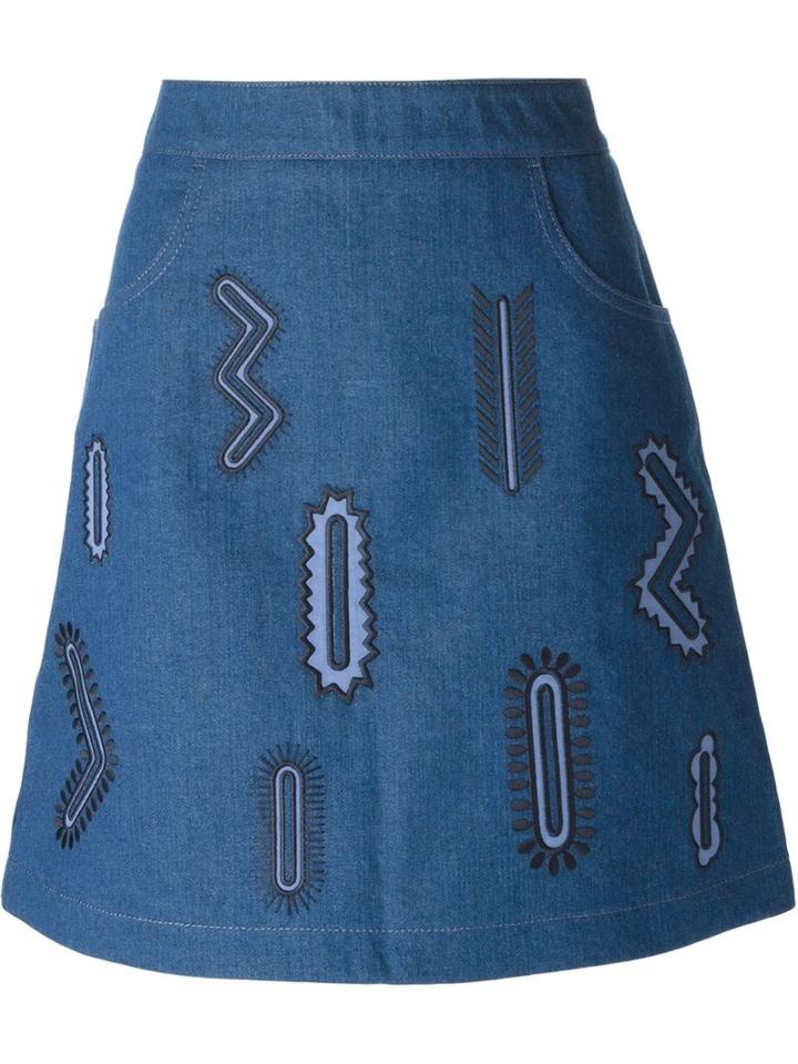 Stella Mccartney 'zigarette' Denim Skirt, Women's, Size: 42, Blue, Cotton/polyester