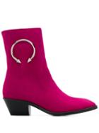 Dorateymur Hoop Embellished Ankle Boots - Pink