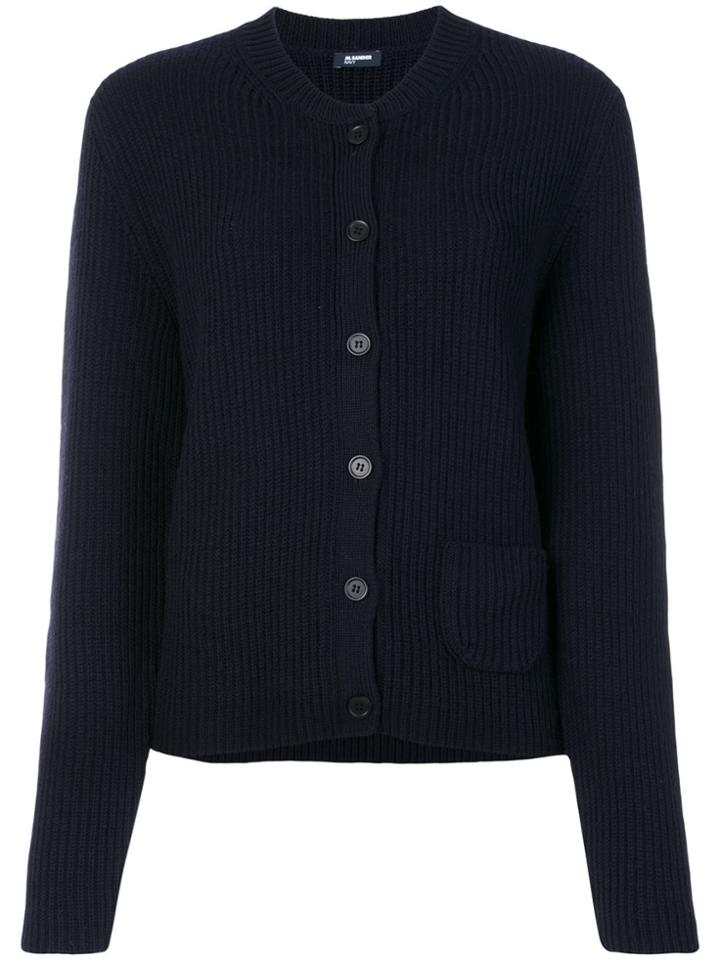 Jil Sander Navy Button Up Cardigan - Blue