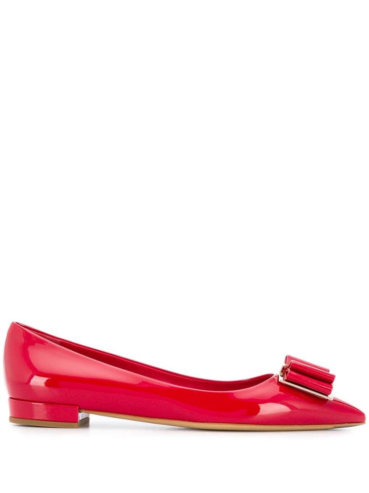 Salvatore Ferragamo Double Bow Ballerina Shoes - Red