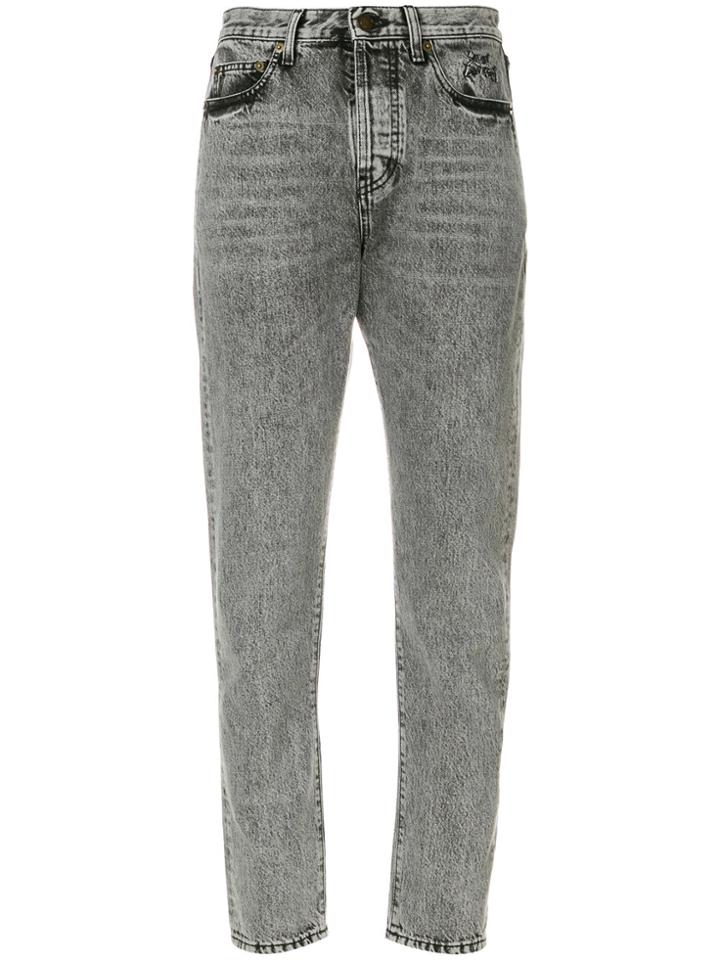Saint Laurent High-waisted Cropped Jeans - Grey