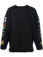 Off-white Printed Sleeve Sweatshirt, Men's, Size: Large, Black, Cotton/polyester