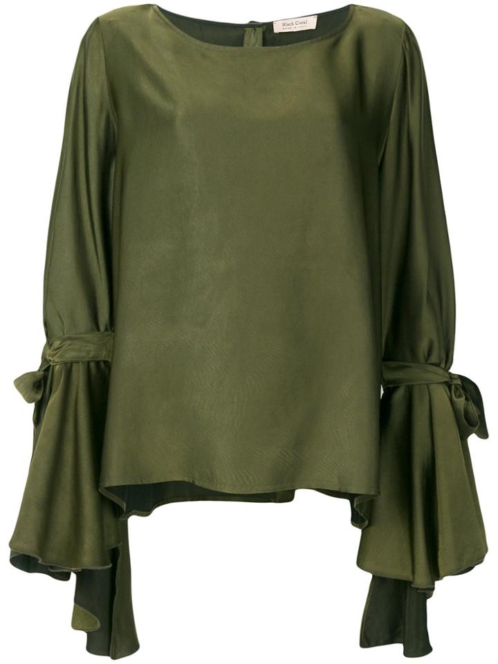 Black Coral Reby Satin Blouse - Green
