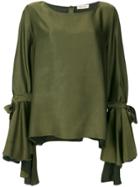 Black Coral Reby Satin Blouse - Green