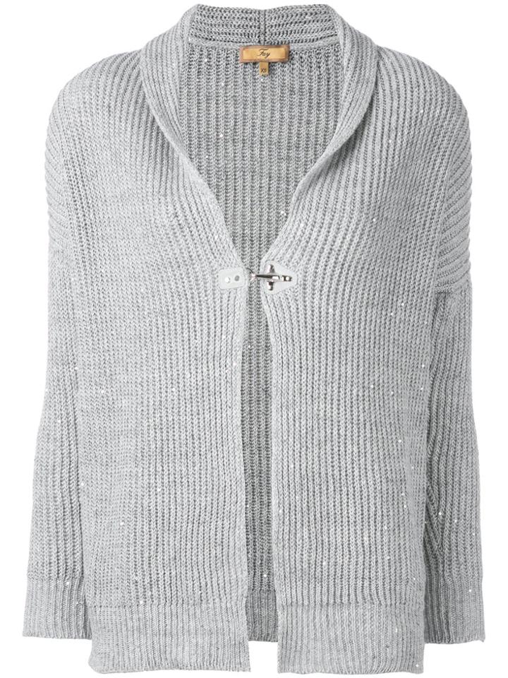 Fay Sparkly Button Cardigan - Grey