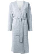 En Route Belted Long Knitted Coat, Women's, Grey, Wool