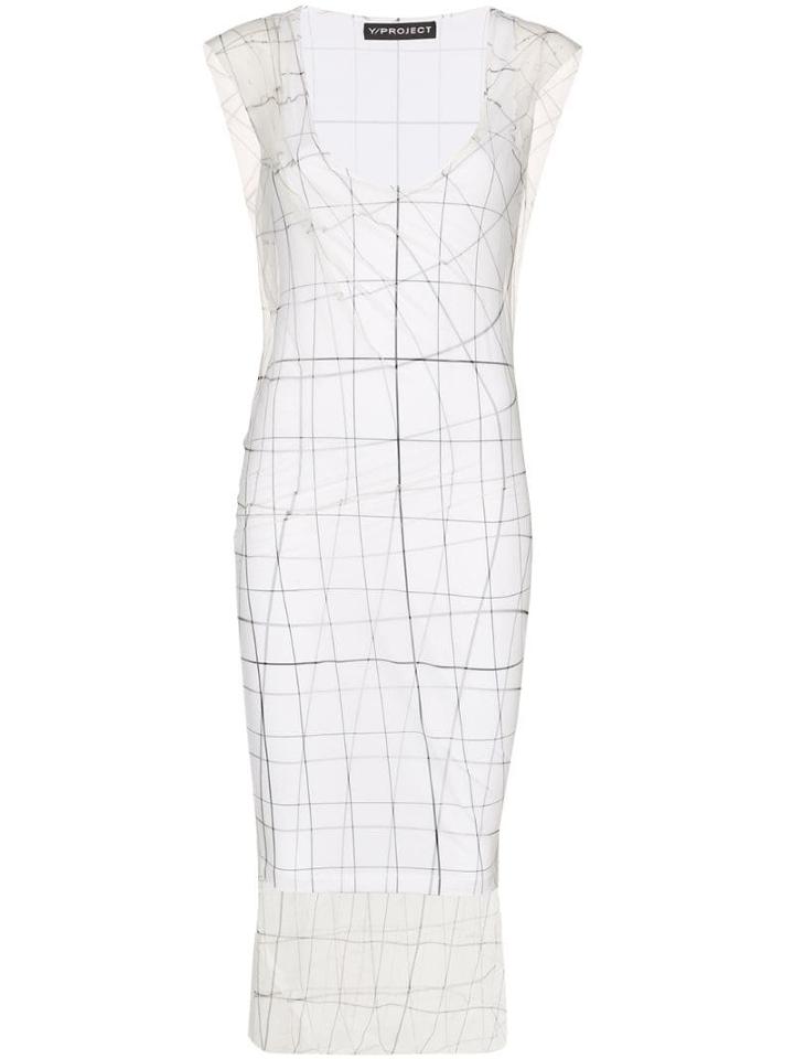 Y/project Printed Sheer Midi Dress - White