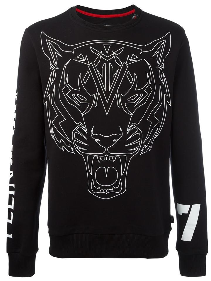 Plein Sport Tiger Print Sweatshirt, Men's, Size: Xl, Black