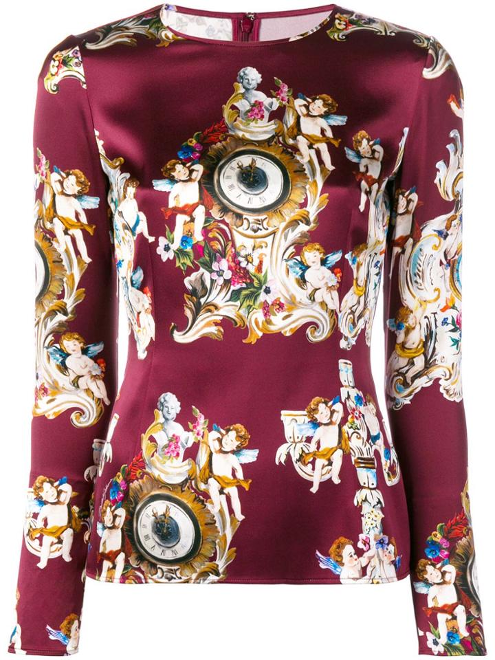 Dolce & Gabbana Printed Fitted Blouse - Red
