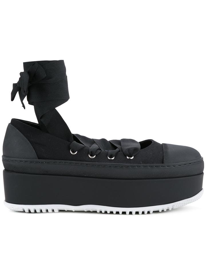 Marni Criss Cross Tie Ballerina Platforms - Black
