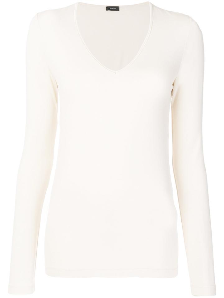 Joseph V-neck Longsleeved T-shirt - Nude & Neutrals