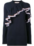 Marni - Knitted Ruffle Sweater - Women - Polyamide - 38, Blue, Polyamide