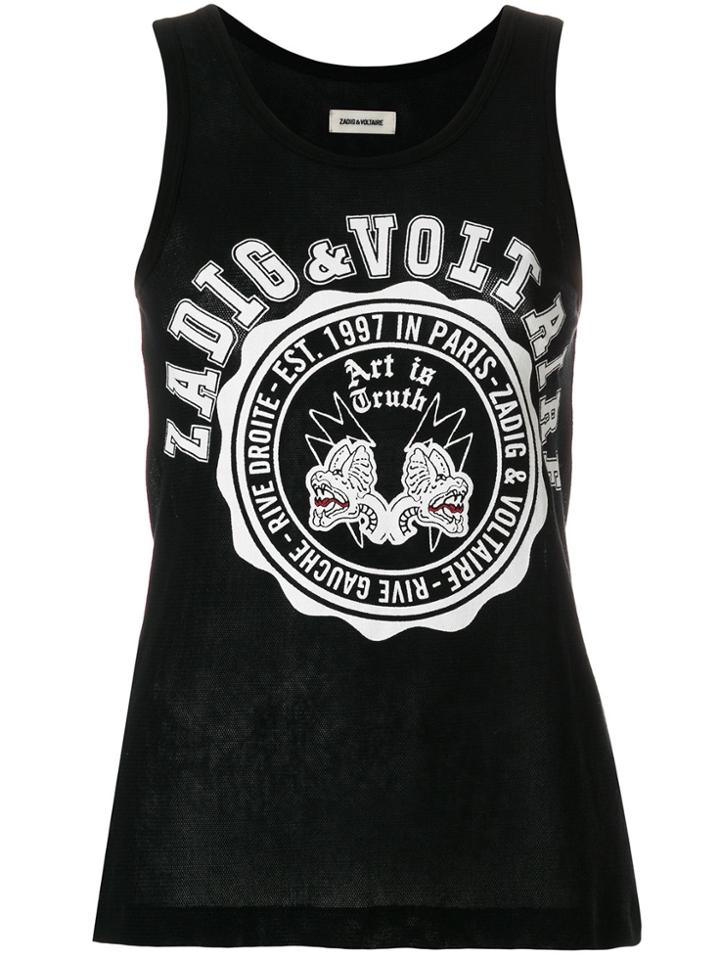 Zadig & Voltaire Logo Patch Tank Top - Black