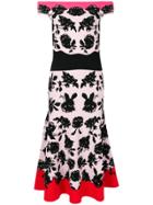 Alexander Mcqueen Off-shoulder Floral Midi Dress - Pink & Purple