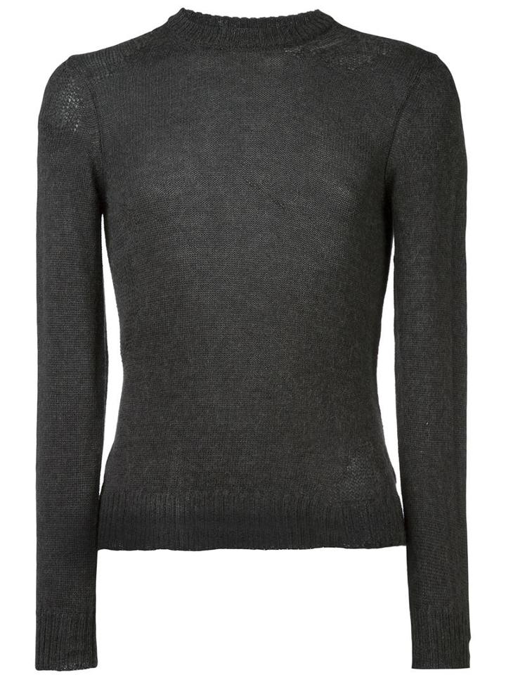 Maison Margiela Crew Neck Jumper, Men's, Size: Large, Grey, Mohair/cotton