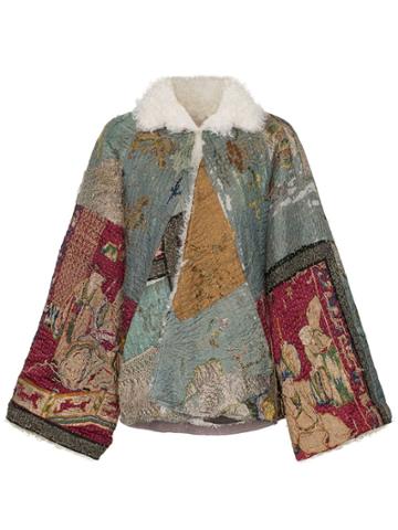 By Walid Judy Patchwork Shearling Jacket - Blue