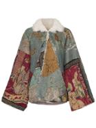 By Walid Judy Patchwork Shearling Jacket - Blue