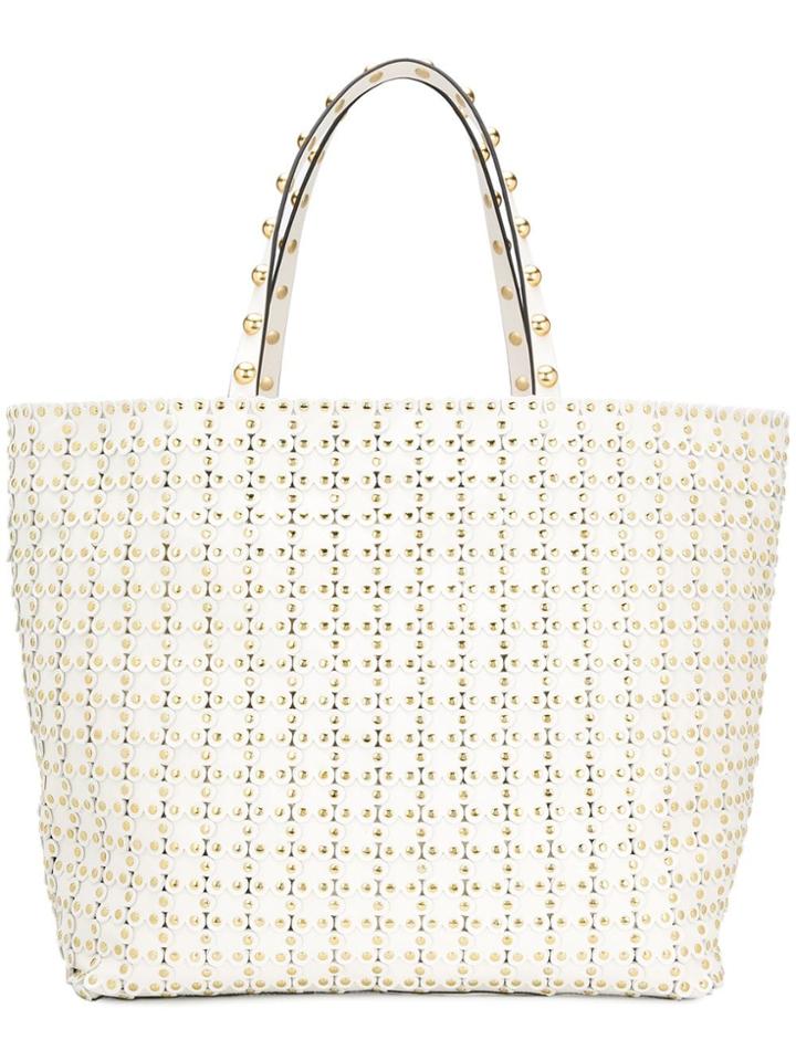 Red Valentino Red(v) Flower Puzzle Tote - White