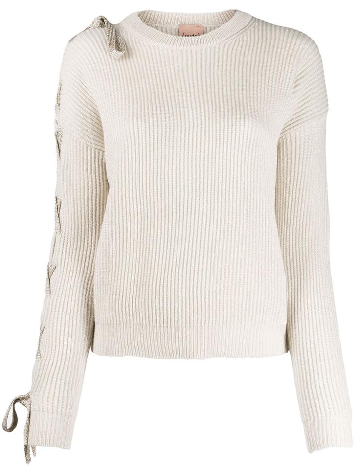 Nude Lace-up Detail Jumper - Neutrals