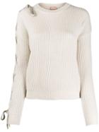 Nude Lace-up Detail Jumper - Neutrals