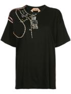 No21 Pin And Crystal-embellished T-shirt - Black