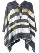 Ermanno Gallamini Metallic (grey) Stripes Poncho, Women's, Wool