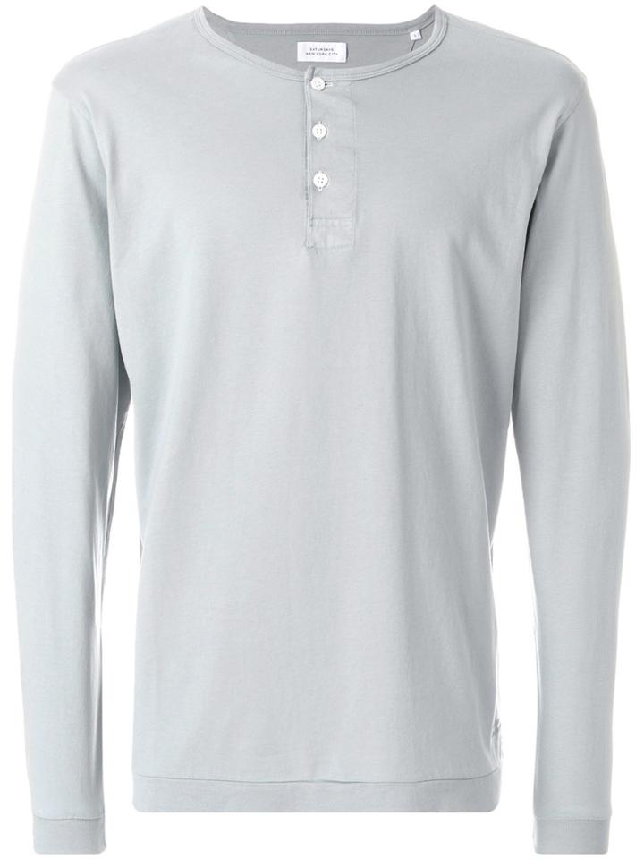 Saturdays Nyc Long-sleeve Fitted Sweatshirt - Grey