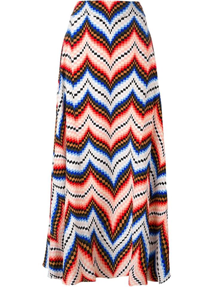 Kenzo Chevron Maxi Skirt, Women's, Size: 36, Silk/polyester