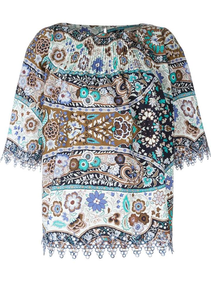 Etro Floral Print Blouse, Women's, Size: 48, Brown, Cotton/polyester