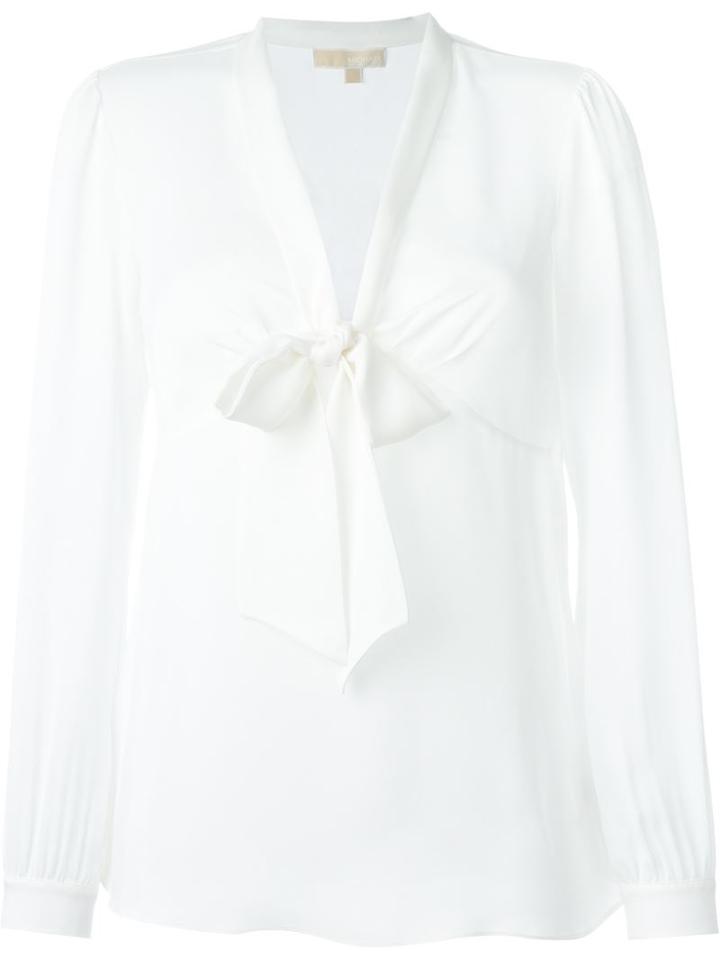 Michael Michael Kors Pussy Bow Blouse, Women's, Size: 4, White, Silk