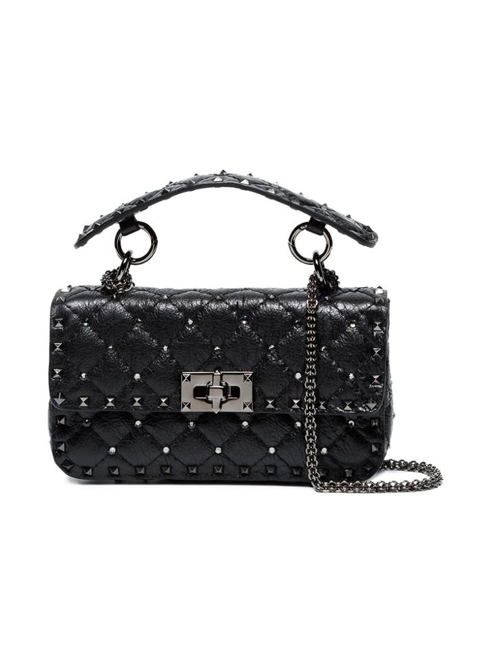 Valentino Black Rockstud Spike Mini Leather Shoulder Bag