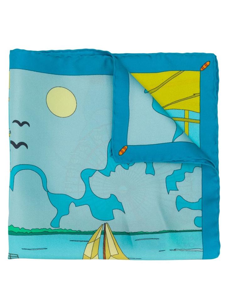 Cha Val Milano Santa Monica Printed Scarf - Blue