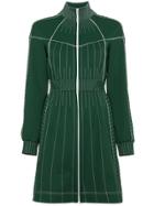Valentino Mini Dress With Contrasting Stitching - Green