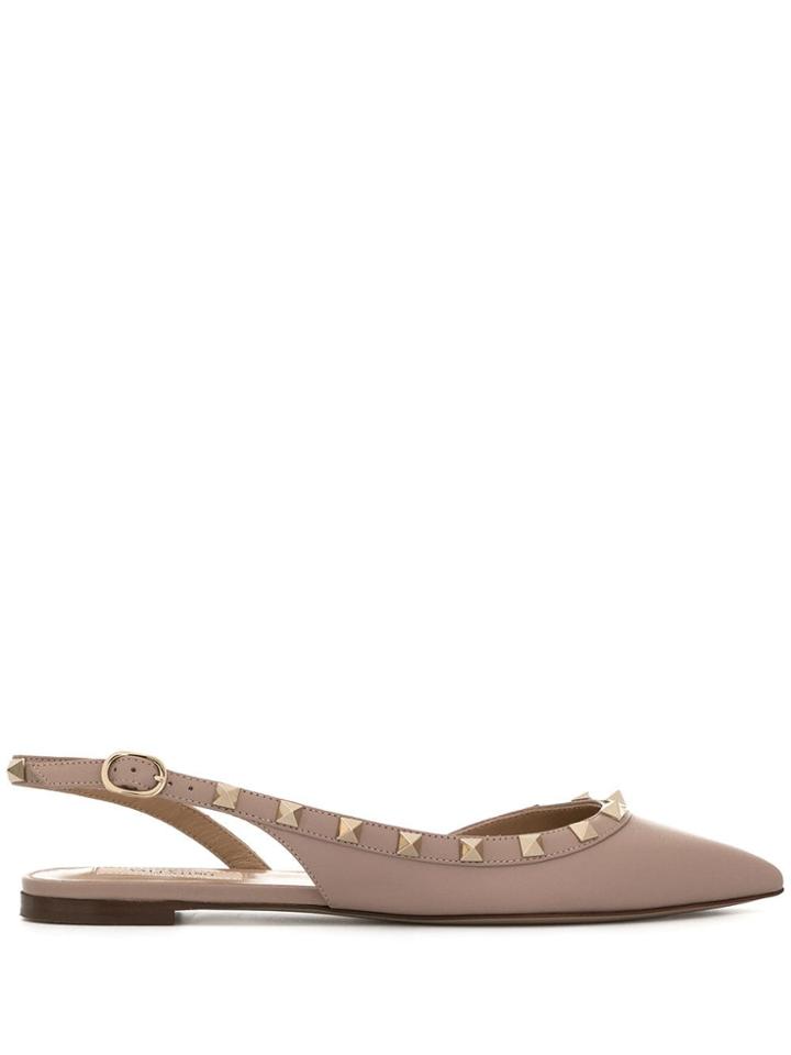 Valentino Valentino Garavani Rockstud Slingback Ballet Flats - Pink