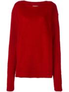 Msgm Round Neck Pullover, Men's, Size: 52, Red, Cotton/acrylic