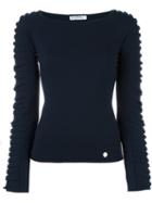 Versace Collection Ribbed Sleeve Jumper, Women's, Size: 44, Blue, Polyamide/viscose/virgin Wool