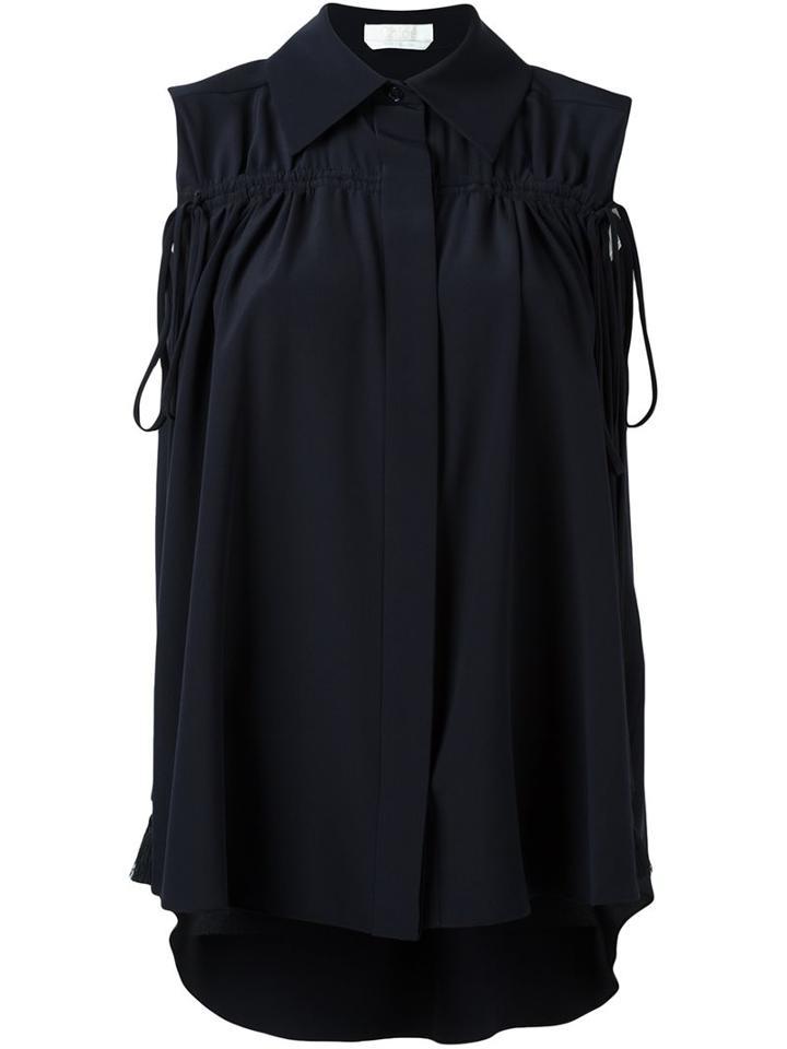 Chloé Drawstring Sleeveless Blouse, Women's, Size: 36, Blue, Silk
