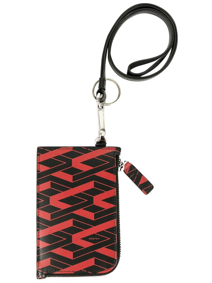 Ports V Geometric Zipped Wallet - Black