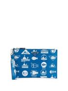 Prada Fish Print Clutch - Blue