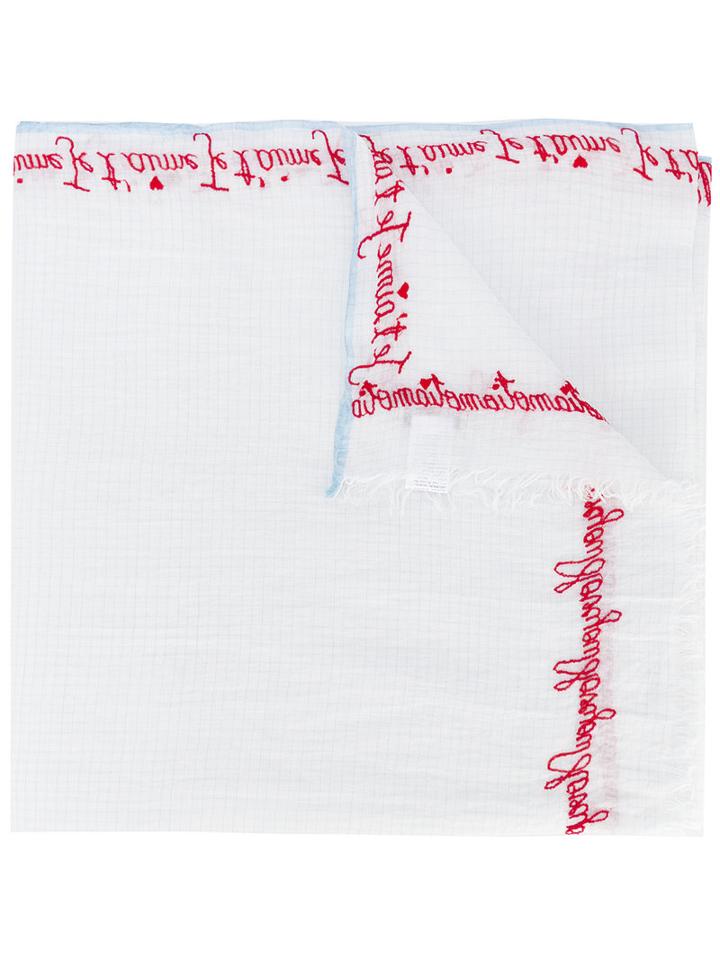 Faliero Sarti - Embroidered Scarf - Women - Silk/cotton/polyester/rayon - One Size, Blue, Silk/cotton/polyester/rayon