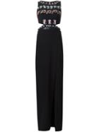 Nicole Miller Embellished Maxi Dress, Women's, Size: 4, Black, Silk/polyester