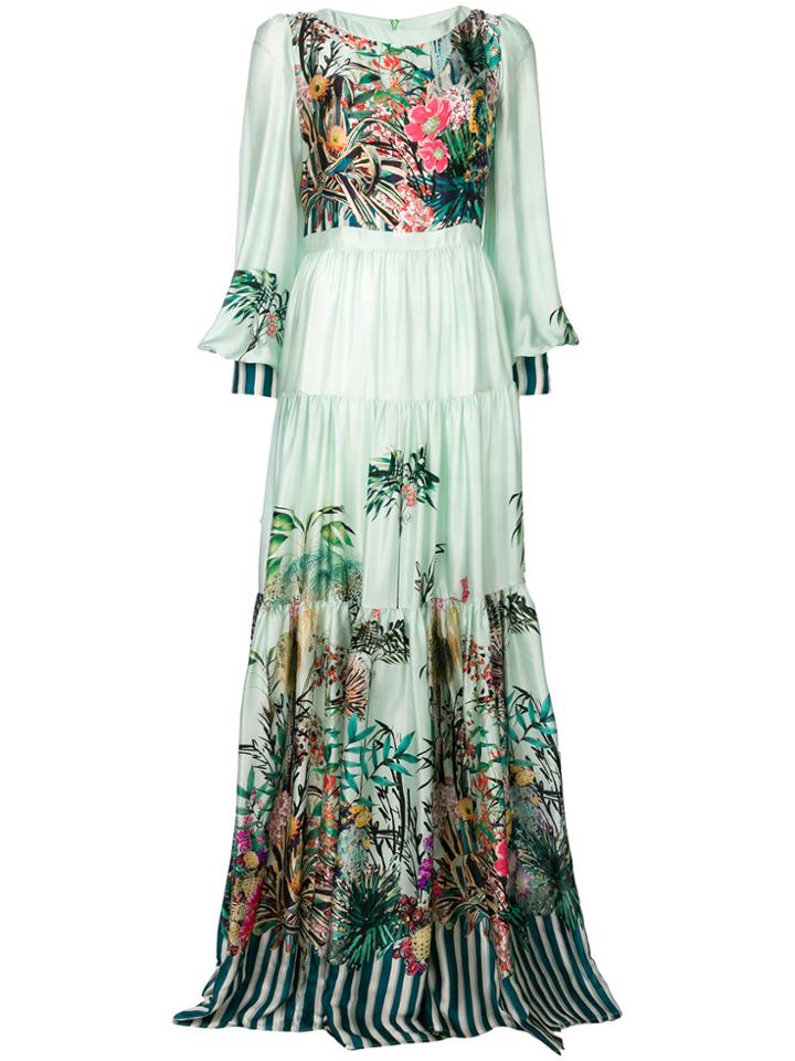 Black Coral Jungle Print Maxi Dress - Green