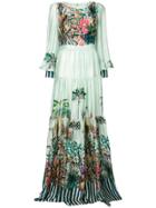 Black Coral Jungle Print Maxi Dress - Green