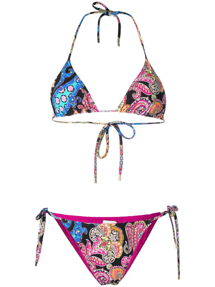 Etro Mixed Paisley Print Bikini Set - Black