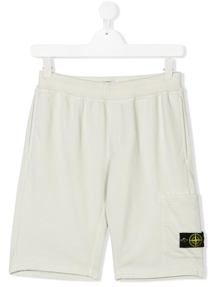 Stone Island Junior Teen Logo Patch Shorts - Nude & Neutrals