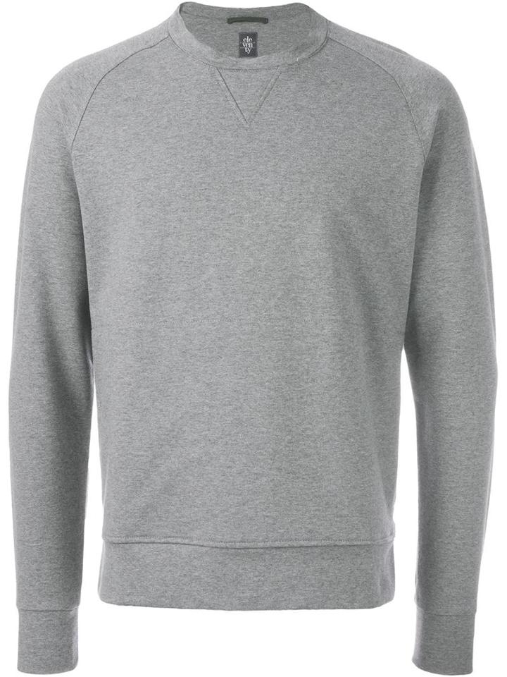Eleventy Side Zip Sweatshirt, Men's, Size: L, Grey, Cotton/spandex/elastane